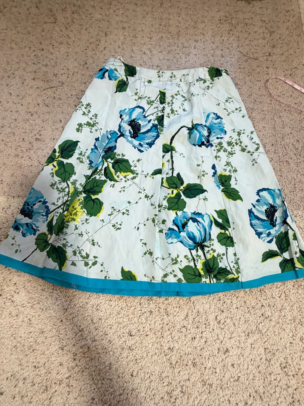Banana Republic 100% Silk White Floral A-Line Skirt with Blue and Green Print - Picture 7 of 7
